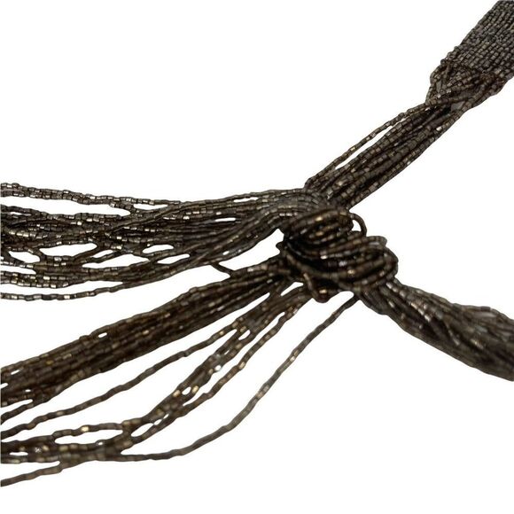 Beaded Belt Brown Tassel Tie Womens Fully Beaded Waist Belt Size Small / Medium - Picture 2 of 6